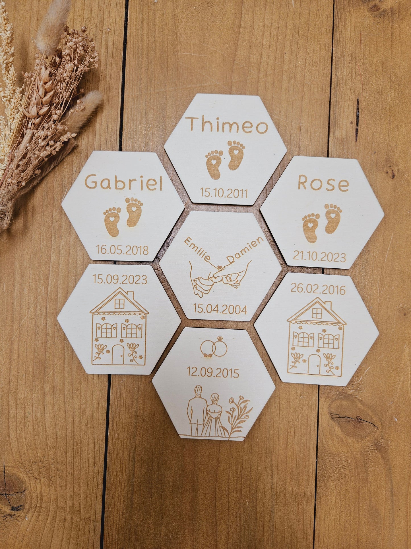 Hexagone étape / carte etape / decoration murale / magnet / famille amour mariage souvenir naissance bébé cadeau personnalisé