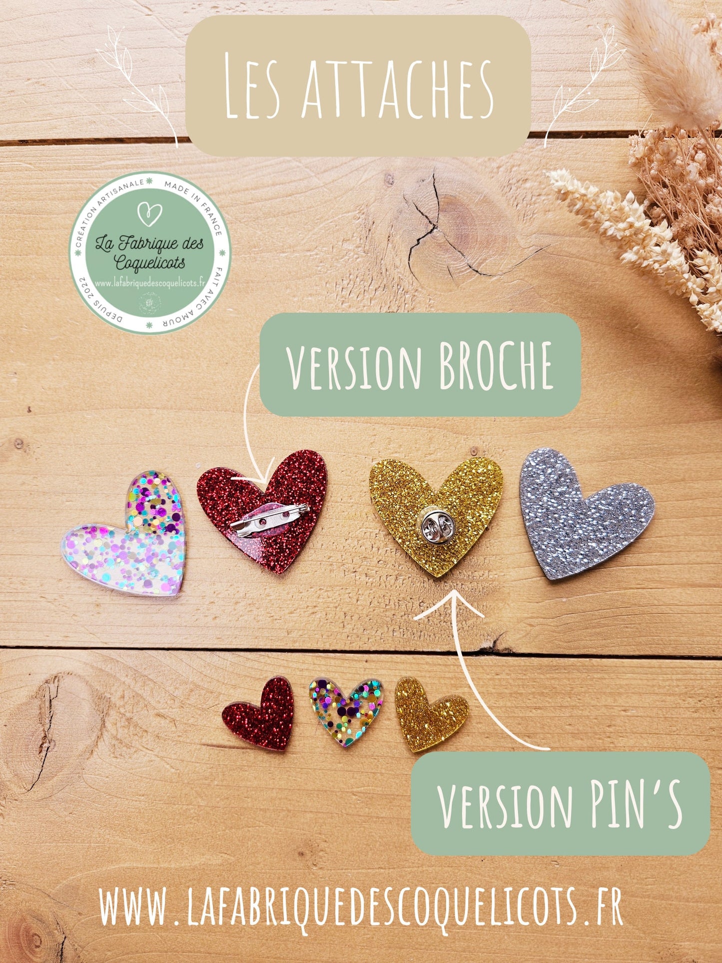Pin's ou broche pour cadeaux invité - cadeau mariage baptême anniversaire - personnalisé - cœur paillète