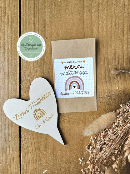 Sachet de graine de fleur et d'amour à planter - personnalisé - cadeau invité - maîtresse - mariage - témoin - baptême mamie maman papa fête