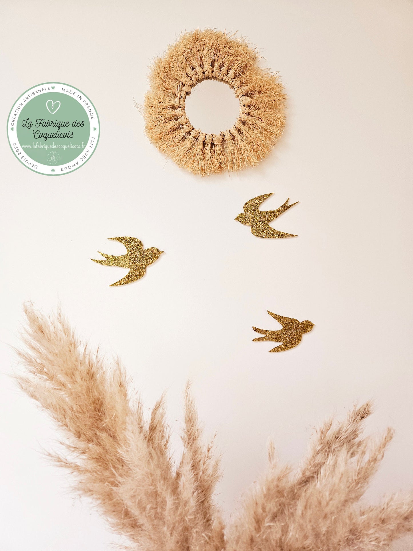 Lot de 3 hirondelles  - décoration murale - déco intérieur - oiseau hirondelle