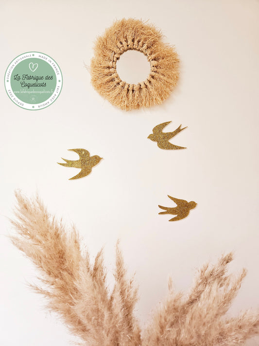 Lot de 3 hirondelles  - décoration murale - déco intérieur - oiseau hirondelle