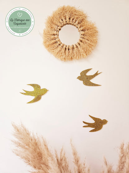 Lot de 3 hirondelles  - décoration murale - déco intérieur - oiseau hirondelle