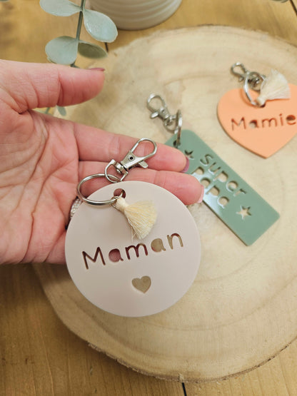 Porte-clés personnalisé à message - maman mamie marraine parrain cadeau enfant nounou maitresse / maitre/ papy