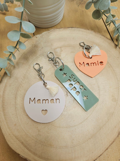 Porte-clés personnalisé à message - maman mamie marraine parrain cadeau enfant nounou maitresse / maitre/ papy