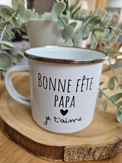 Tasse personnalisée message coeur - cadeau amour femme nounou maitresse papa papi mamie - céramique ou métal
