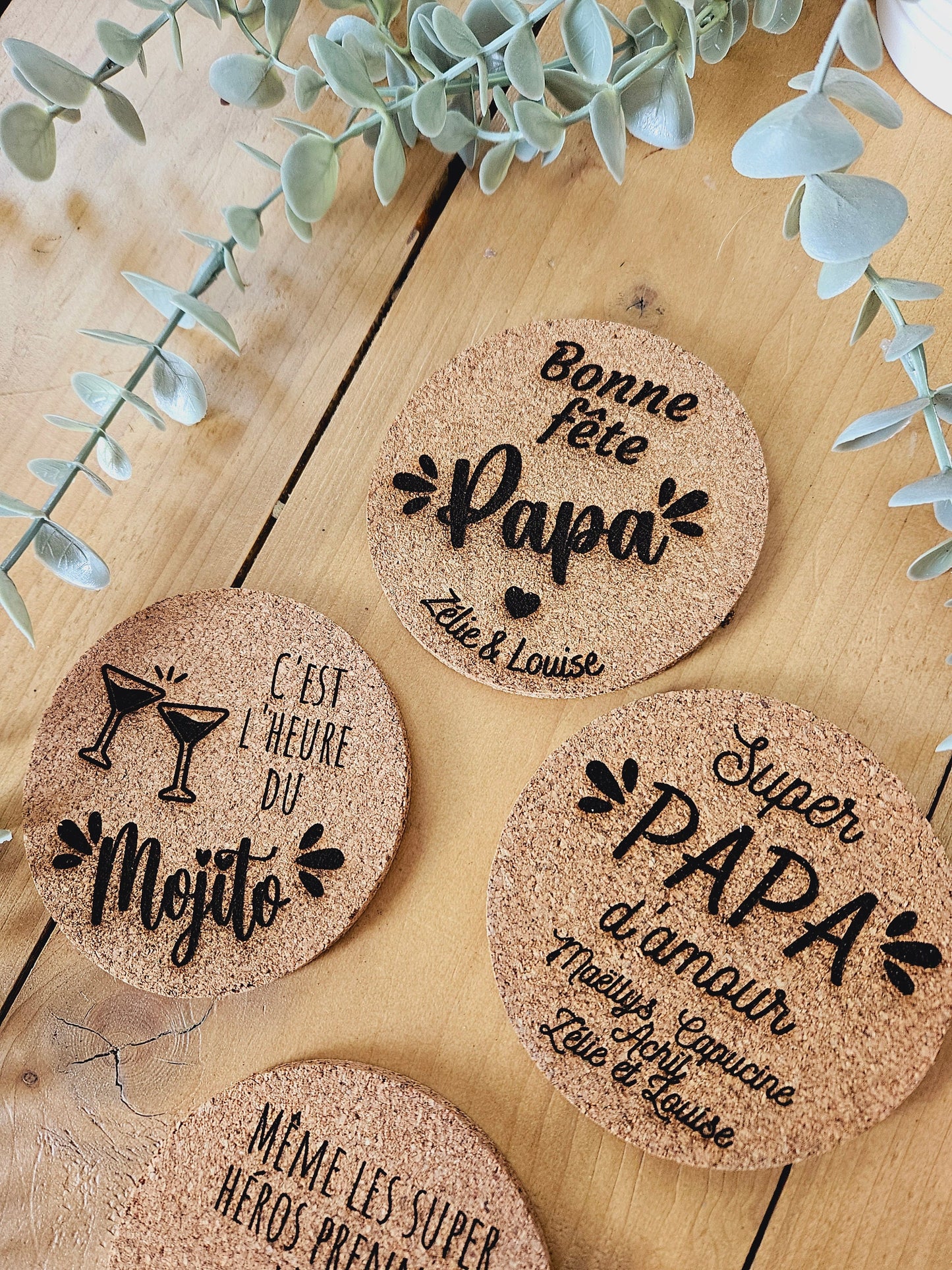 Dessous verre personnalisé - sous verre - cadeau personnalisé  - cadeau homme femme fête anniversaire parrain témoi futur parrent