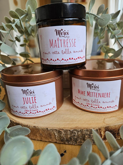 Bougie personnalisée MERCI - nounou atsem maitresse copine cadeau enfant fin année scolaire - bonne fête - professeur - cadeau merci