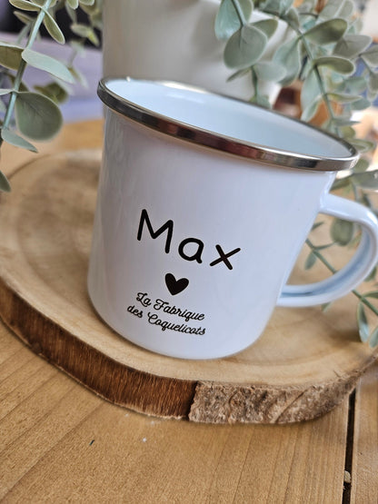 Tasse personnalisée message coeur - cadeau amour femme nounou maitresse papa papi mamie - céramique ou métal