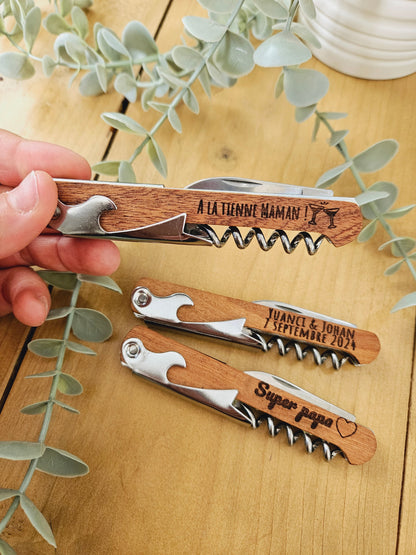 Tire bouchon - Limonadier en bois gravé | personnalisé | cadeau homme papy papa maman homme / témoin parrain cadeau pour lui | amis