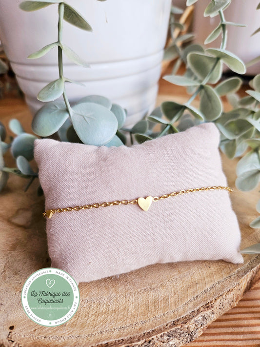 Bracelet acier inoxydable doré / bracelet coeur / bracelet femme -cadeau maitresse nounou femme soeur / saint valentin /  fin année scolaire
