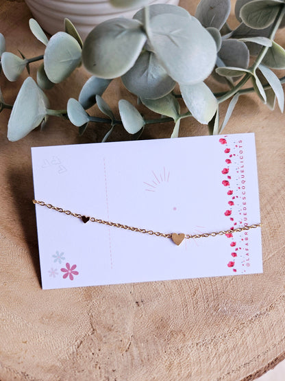 Bracelet acier inoxydable doré / bracelet coeur / bracelet femme -cadeau maitresse nounou femme soeur / saint valentin /  fin année scolaire
