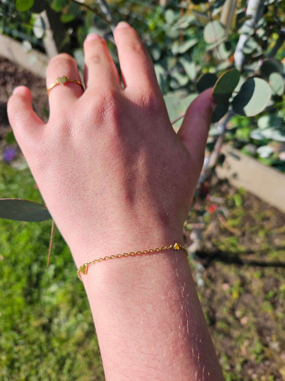 Bracelet acier inoxydable doré / bracelet coeur / bracelet femme -cadeau maitresse nounou femme soeur / saint valentin /  fin année scolaire