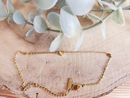 Bracelet acier inoxydable doré / bracelet coeur / bracelet femme -cadeau maitresse nounou femme soeur / saint valentin /  fin année scolaire