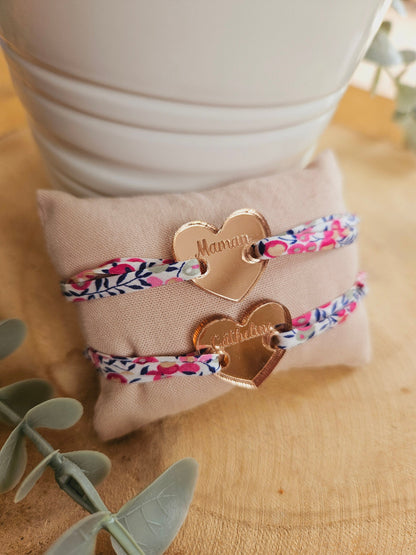 Bracelet premier jour d'école / réconfort / lien parent enfant maternelle / bracelet magique / rentrée scolaire / fille garçon / liberty