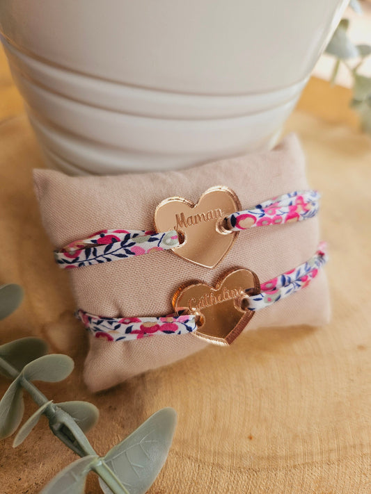 Bracelet premier jour d'école / réconfort / lien parent enfant maternelle / bracelet magique / rentrée scolaire / fille garçon / liberty