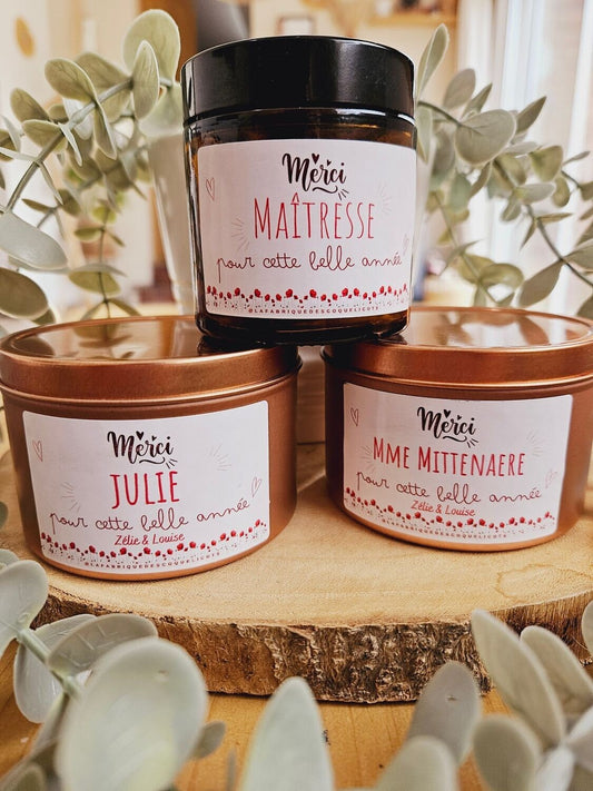 Bougie personnalisée MERCI - nounou atsem maitresse copine cadeau enfant fin année scolaire - bonne fête - professeur - cadeau merci