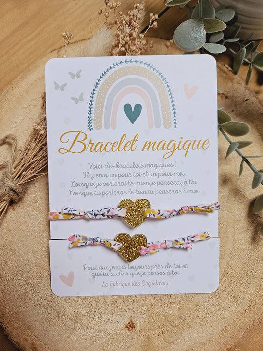 Bracelet premier jour d'école / réconfort / lien parent enfant maternelle / bracelet magique / rentrée scolaire / fille garçon / liberty