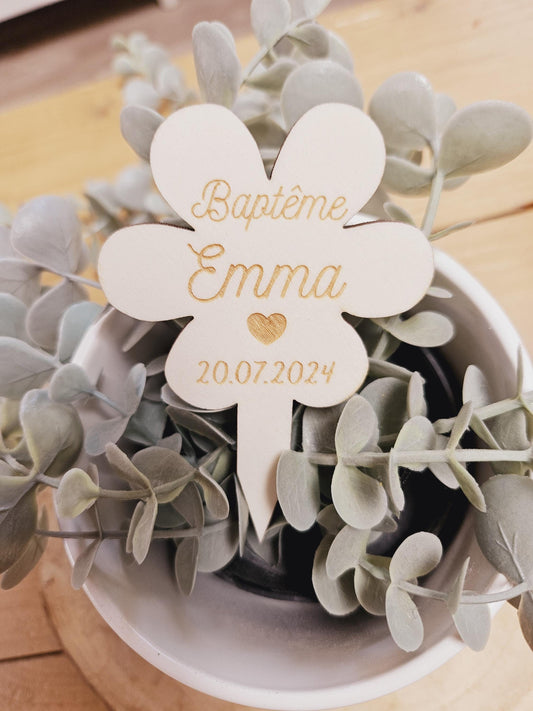 Etiquette/pic a plante- à planter- cadeau personnalisé - fleur bois à planter fleurs cadeau femme nounou papa homme papy annonce mariage