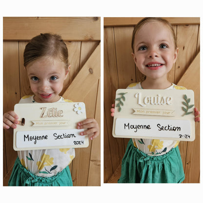 Pancarte rentrée des classes - prénom couleur - effaçable - durable