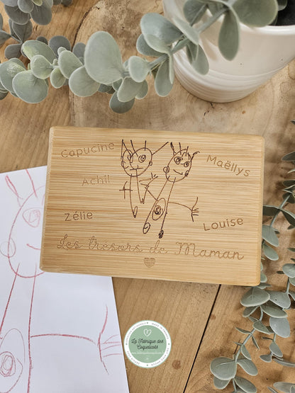 Boite à bijoux personnalisée - dessin enfant - cadeau femme - maman nounou mamie soeur copine - fête - noël - cadeau enfant