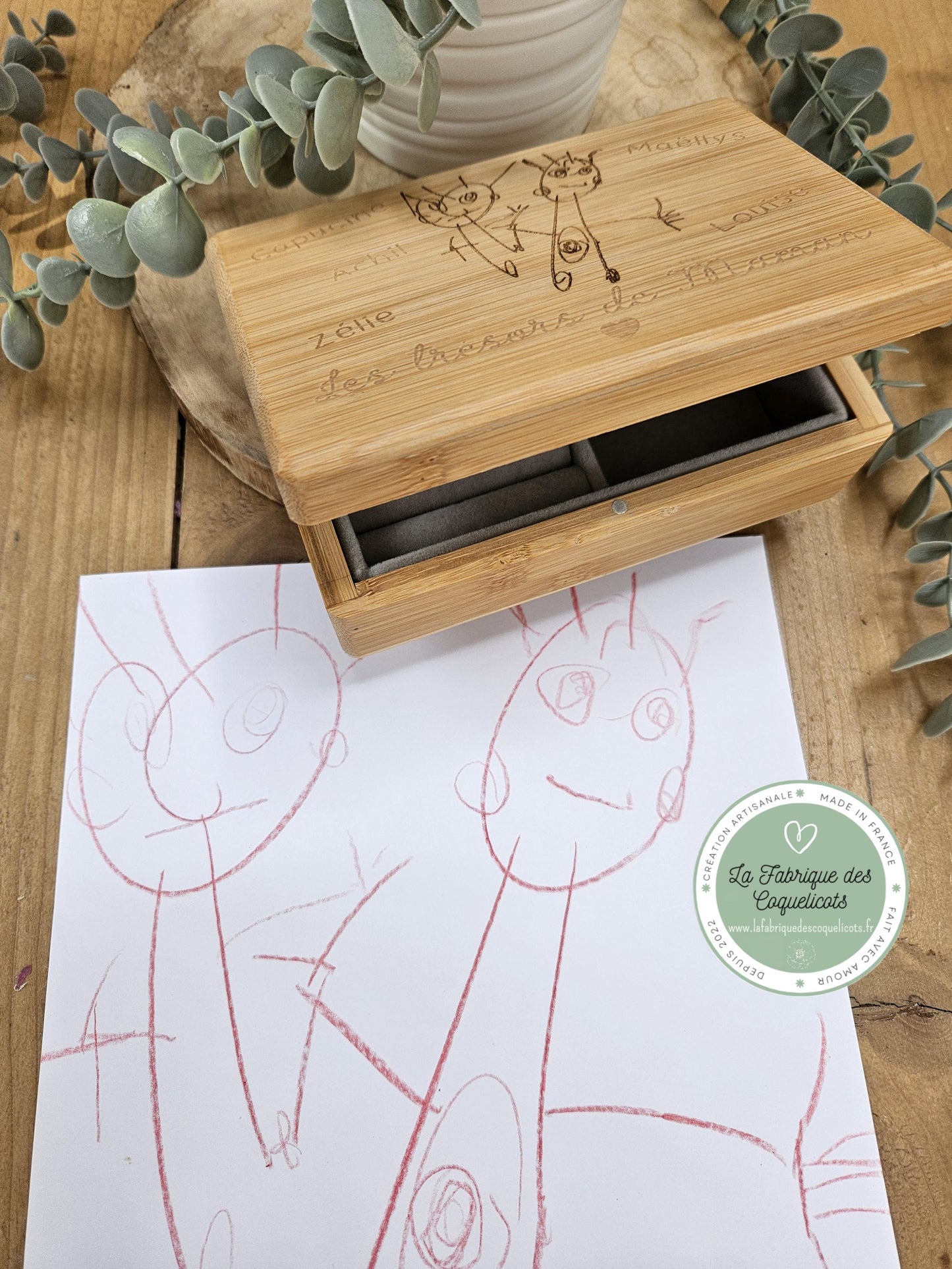 Boite à bijoux personnalisée - dessin enfant - cadeau femme - maman nounou mamie soeur copine - fête - noël - cadeau enfant