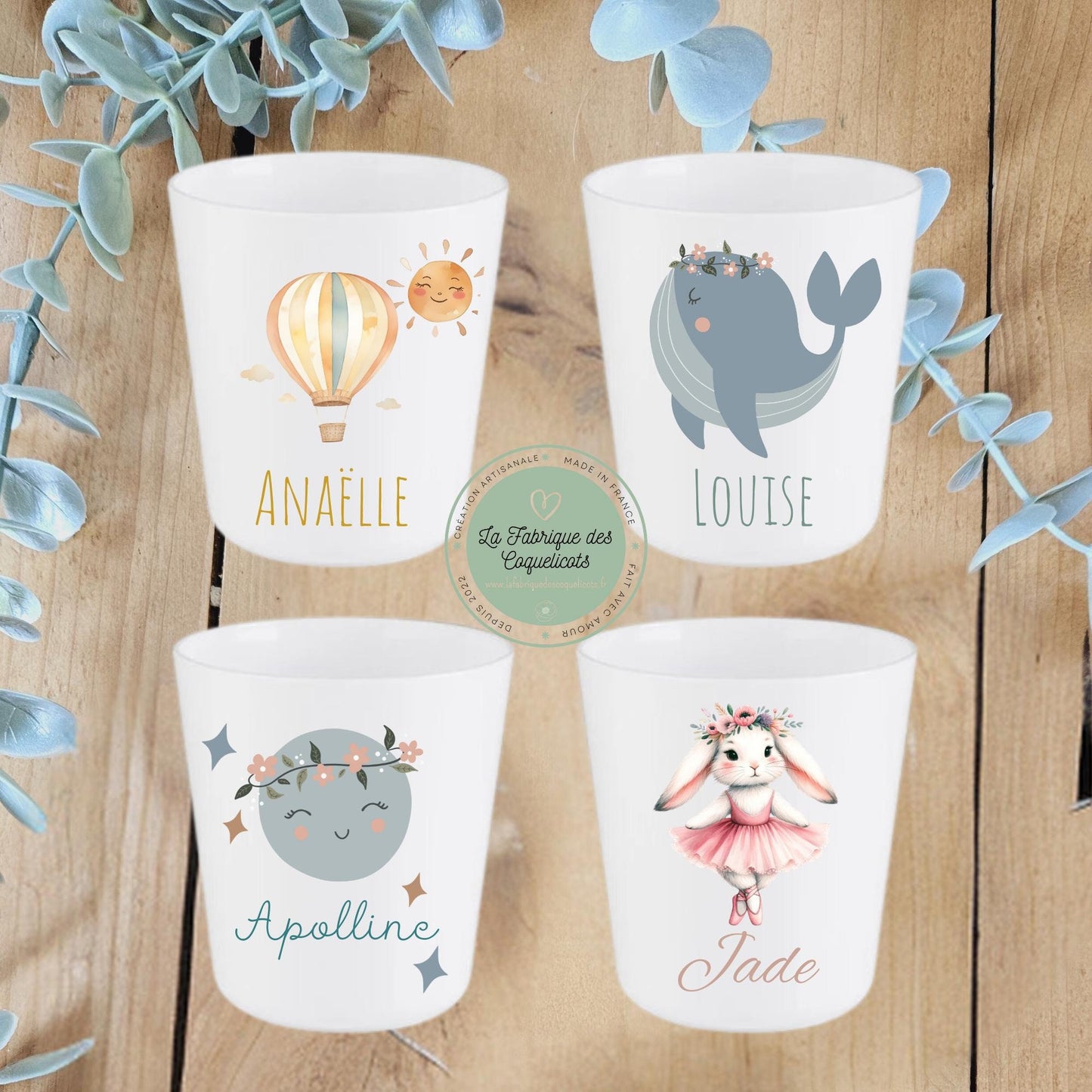 Gobelet / verre personnalisé enfant bébé / cadeau personnalisé rentrée des classes école maternelle / incassable / fille