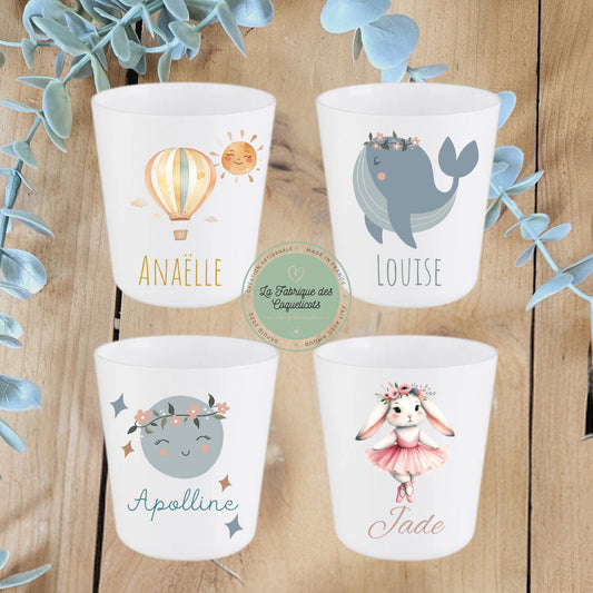 Gobelet / verre personnalisé enfant bébé / cadeau personnalisé rentrée des classes école maternelle / incassable / fille