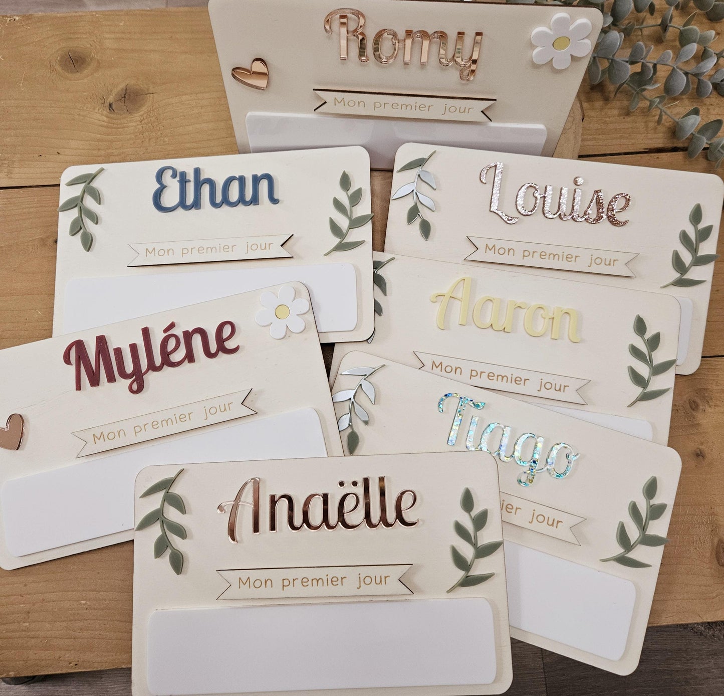 Pancarte rentrée des classes - prénom couleur - effaçable - durable