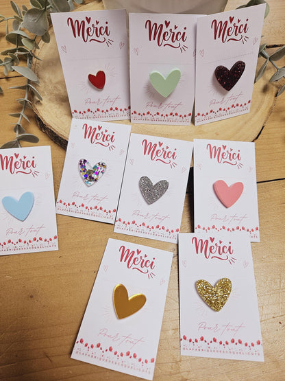 Pin's - COEUR /cadeau maitresse - fin année / Noël / merci - atsem evjf cadeau invité / maman mamie -nounou - collègue - cadeau merci