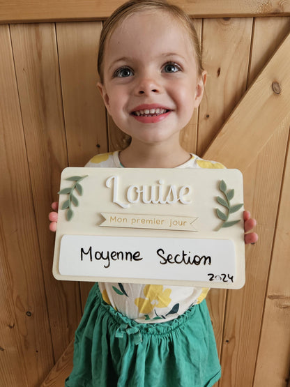 Pancarte rentrée des classes - prénom couleur - effaçable - durable