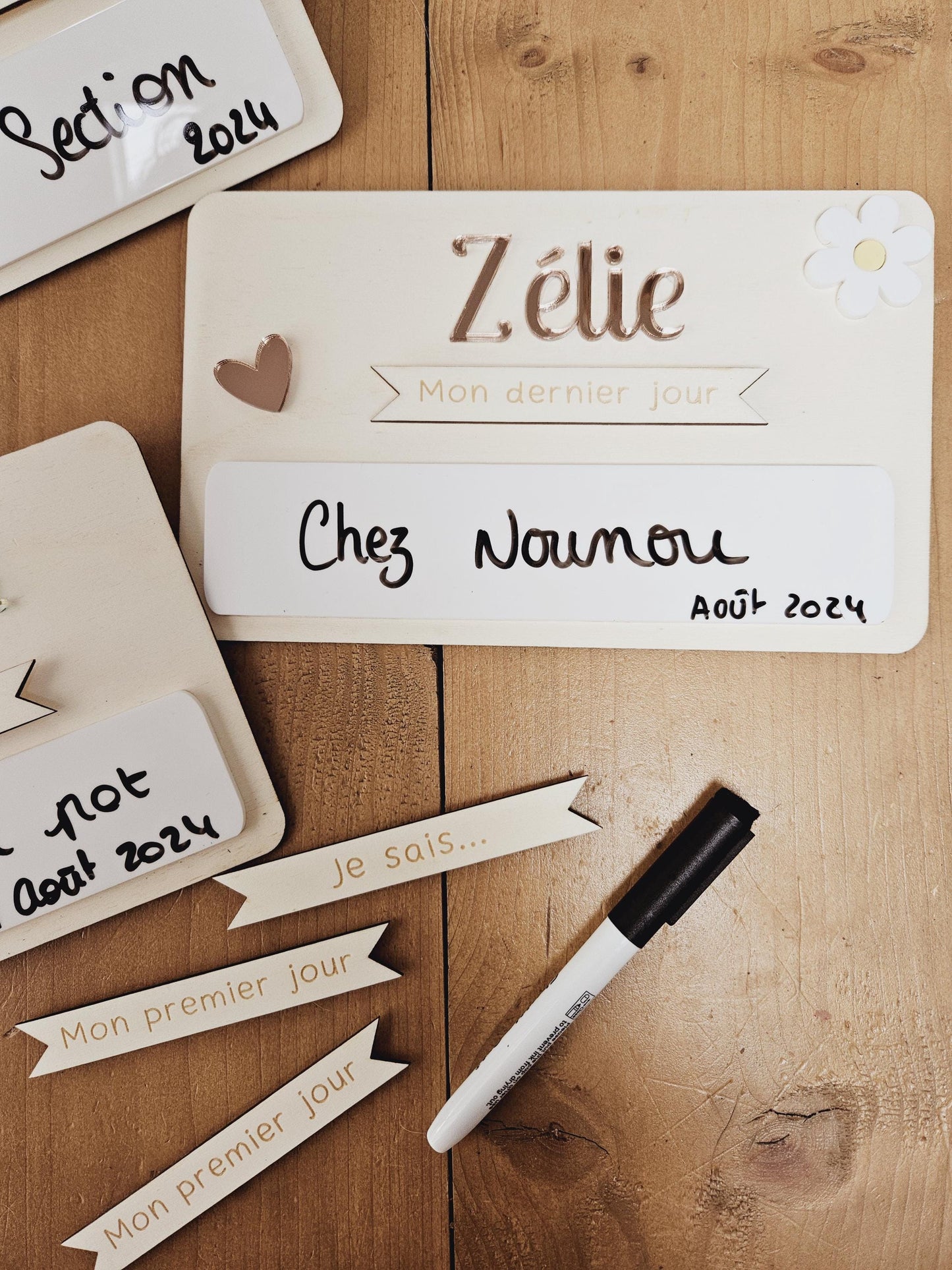 Pancarte rentrée des classes - prénom couleur - effaçable - durable