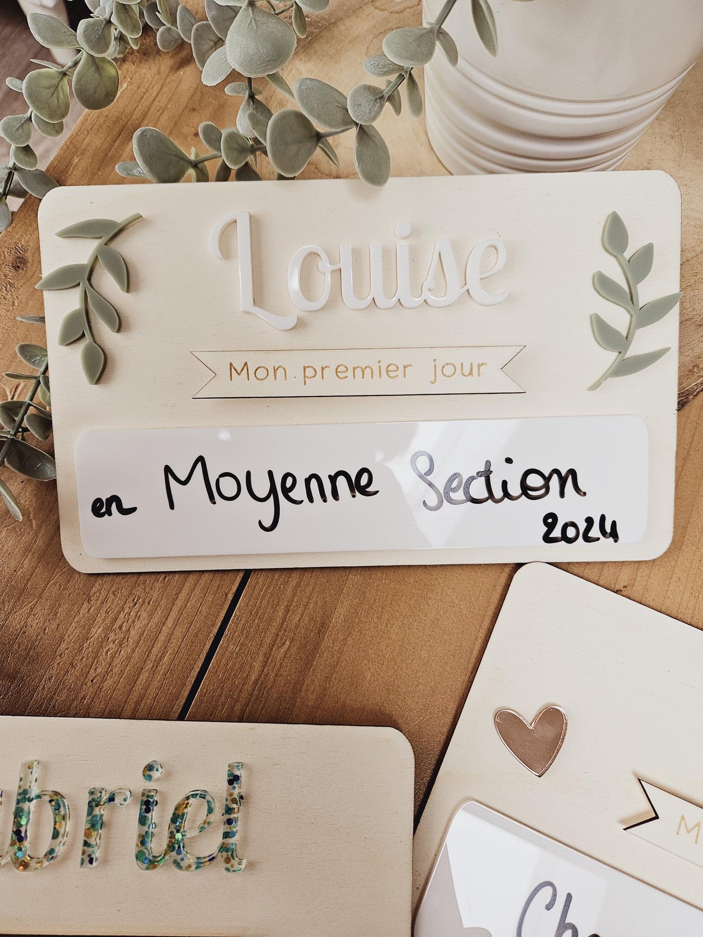 Pancarte rentrée des classes - prénom couleur - effaçable - durable