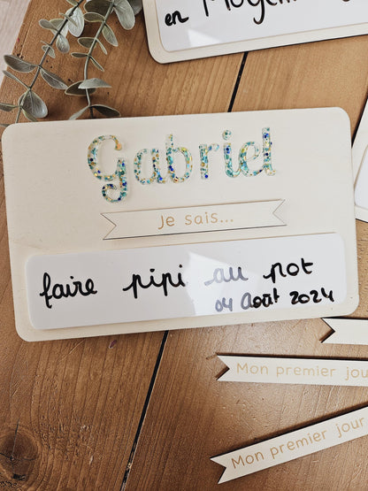 Pancarte rentrée des classes - prénom couleur - effaçable - durable