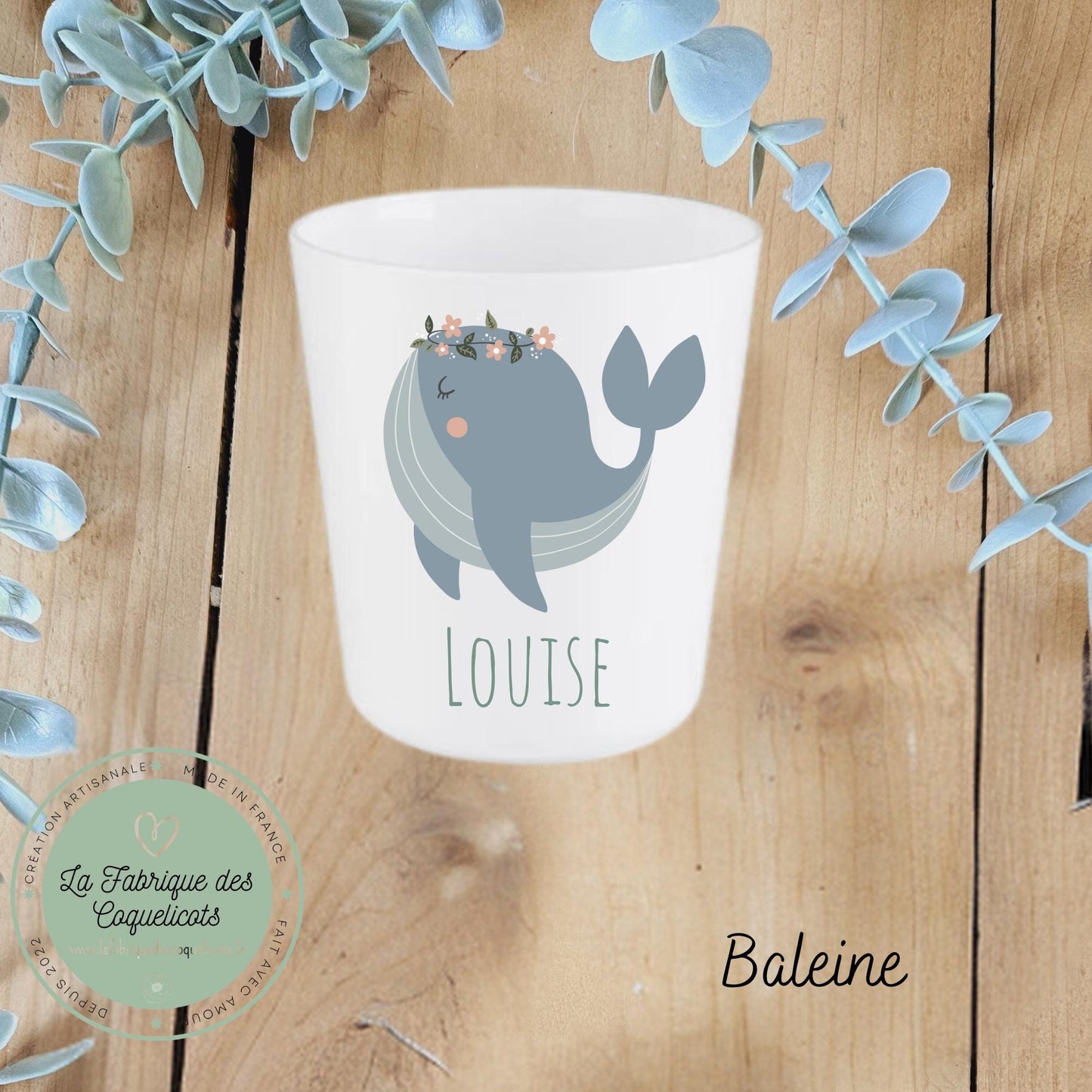 Gobelet / verre personnalisé enfant bébé / cadeau personnalisé rentrée des classes école maternelle / incassable / fille