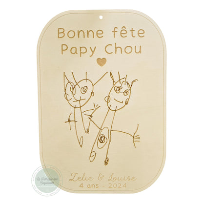 Cadre / plaque personnalisé - dessin enfant - cadeau femme - maman nounou mamie papy papa - fête - noël - cadeau enfant