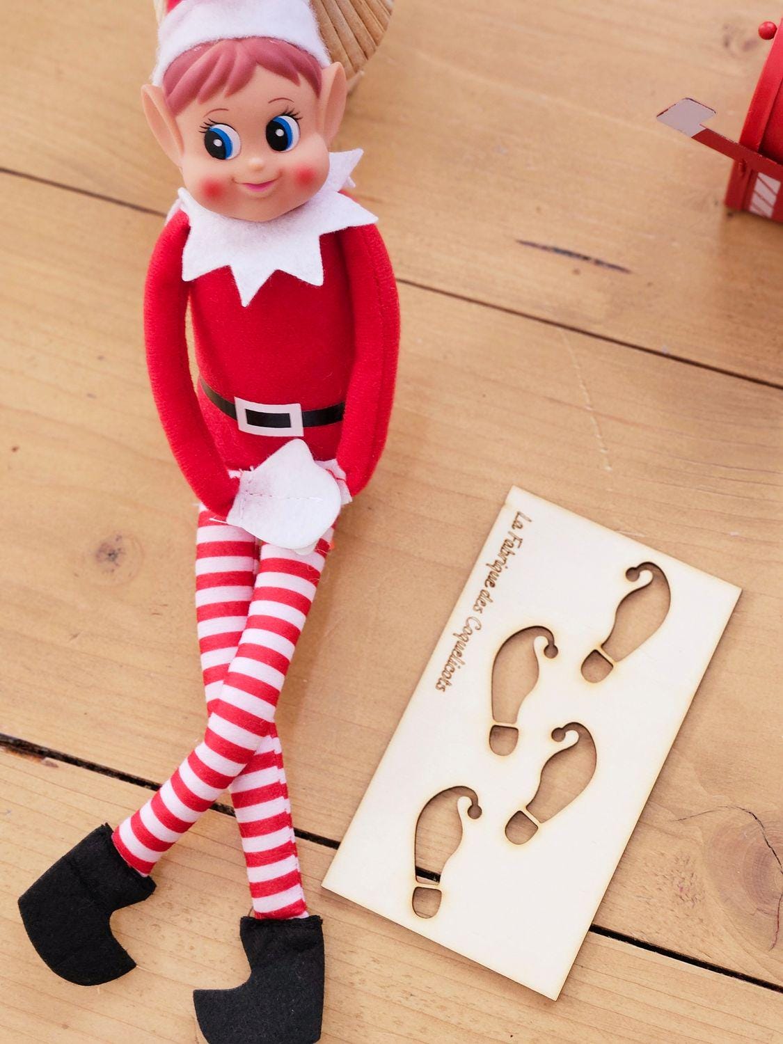 Empreinte de pas lutin - Père Noël - renne - trace magie de noël - elfe - Empreinte pochoir elfe lutin farceur noël enfant magie - Rudolph