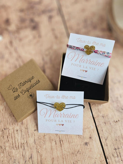 Bracelet personnalisé annonce -  marraine mamie témoin grossesse Noël cadeau personnalisé femme enfant liberty