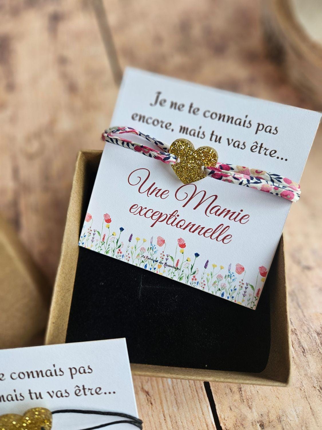 Bracelet personnalisé annonce -  marraine mamie témoin grossesse Noël cadeau personnalisé femme enfant liberty