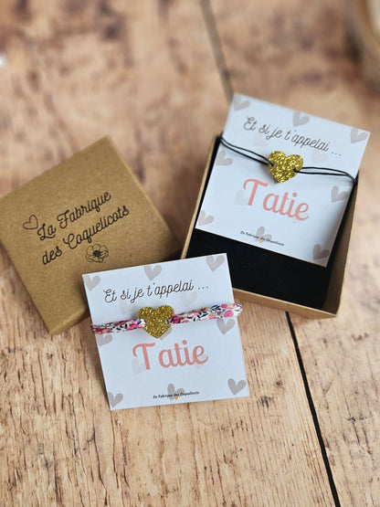 Bracelet personnalisé annonce -  marraine mamie témoin grossesse Noël cadeau personnalisé femme enfant liberty