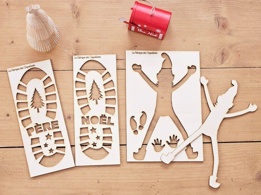 Empreinte de pas lutin - Père Noël - renne - trace magie de noël - elfe - Empreinte pochoir elfe lutin farceur noël enfant magie - Rudolph