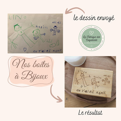 Boite à bijoux personnalisée - dessin enfant - cadeau femme - maman nounou mamie soeur copine - fête - noël - cadeau enfant