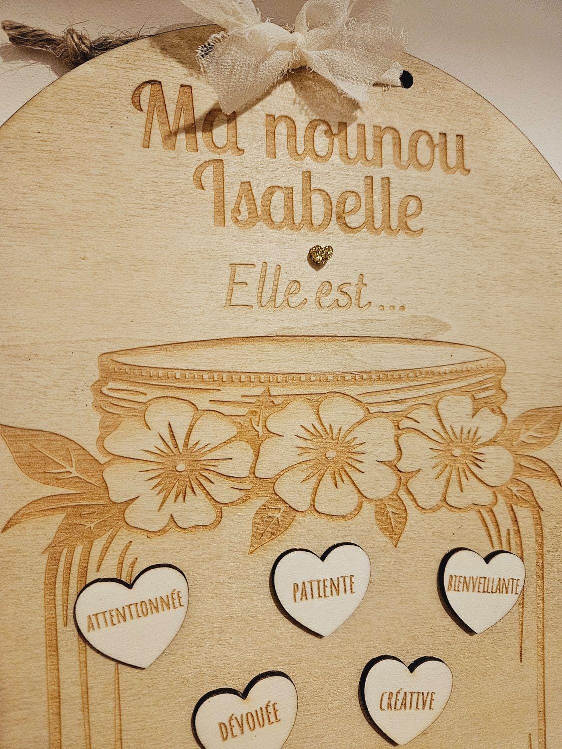 Cadre suspension Bocal coeur / cadeau noël / déco de Noël / cadeau nounou mamie atsem maitresse / fin année / qualité / bocal jar mason