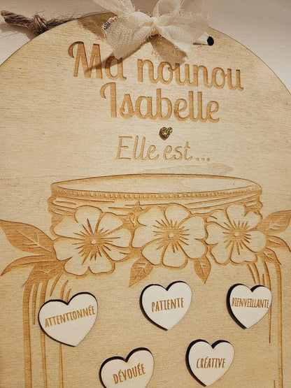 Cadre suspension Bocal coeur / cadeau noël / déco de Noël / cadeau nounou mamie atsem maitresse / fin année / qualité / bocal jar mason