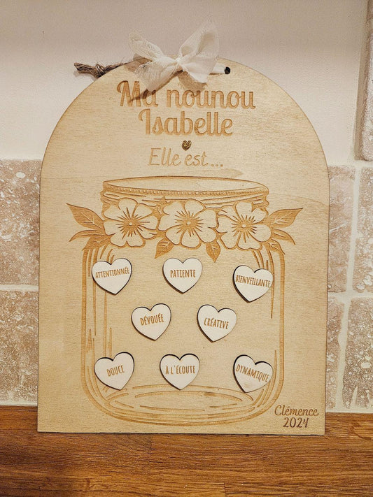 Cadre suspension Bocal coeur / cadeau noël / déco de Noël / cadeau nounou mamie atsem maitresse / fin année / qualité / bocal jar mason