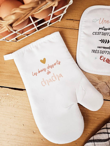 Gant et manique cuisine personnalisé - cadeau femme mamie maman fête grands-mères fête des mères - cadeau nounou soeur amie - super collègue
