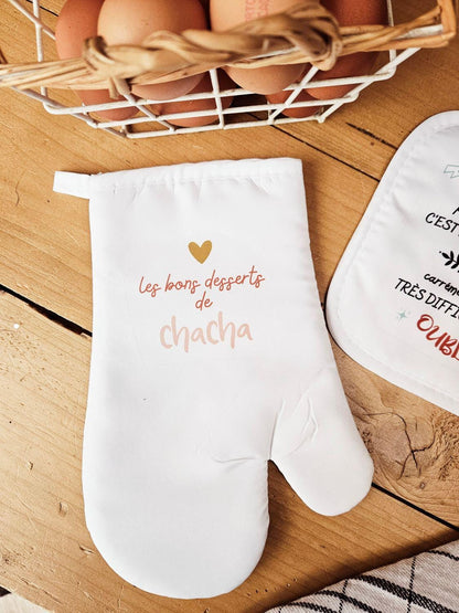 Gant et manique cuisine personnalisé - cadeau femme mamie maman fête grands-mères fête des mères - cadeau nounou soeur amie - super collègue