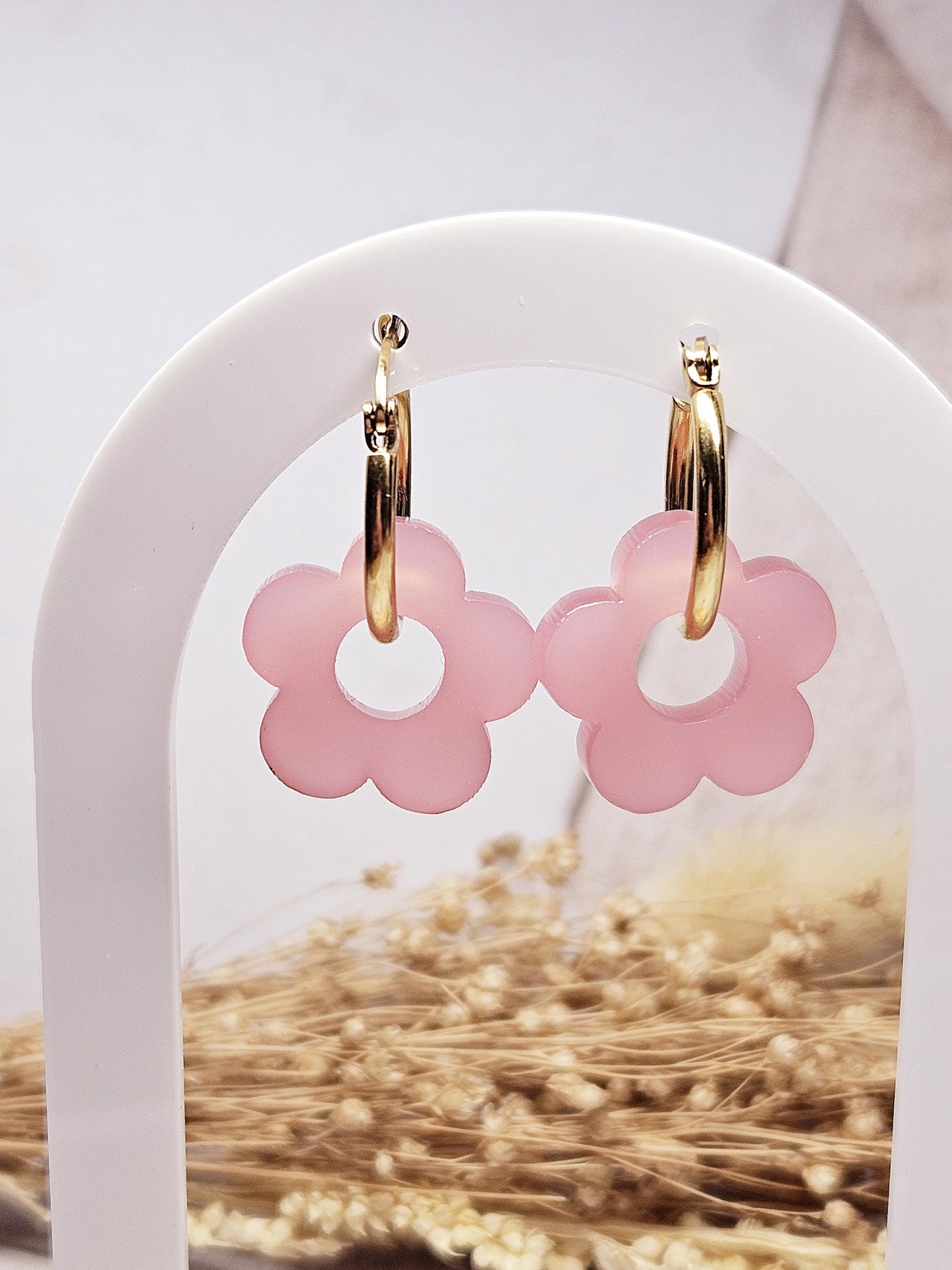 Pampilles interchangeables - par 2 - ZELIE  - rose satin