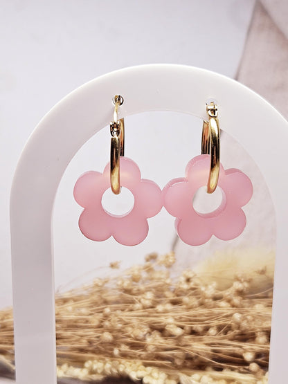 Pampilles interchangeables - par 2 - ZELIE  - rose satin