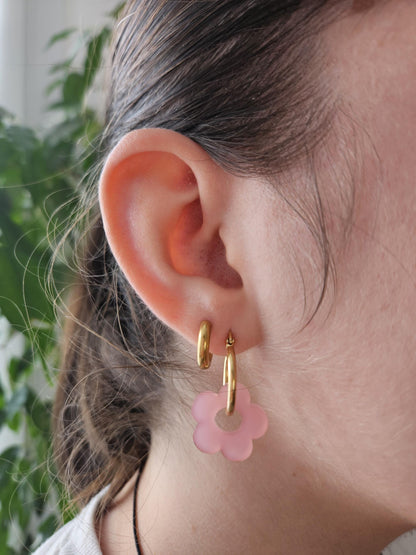 Pampilles interchangeables - par 2 - ZELIE  - rose satin