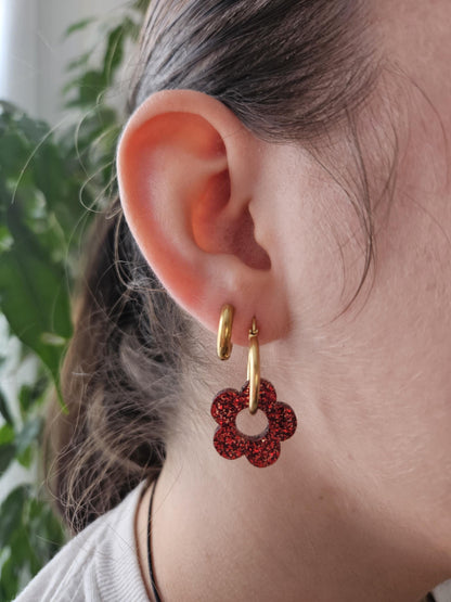 Pampilles interchangeables - par 2 - ZELIE   - rouge paillette